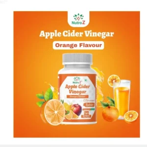 NutroZ Apple Cider Vinegar Effervescent Tablets – Orange Flavor with Amla & Pomegranate for Weight Management & Digestion (60 Tablets)