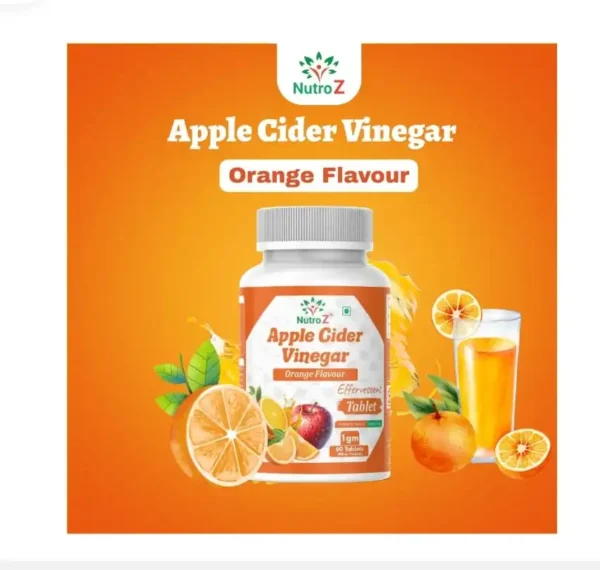 NutroZ Apple Cider Vinegar Effervescent Tablets – Orange Flavor with Amla & Pomegranate for Weight Management & Digestion (60 Tablets) – Hellthy Life