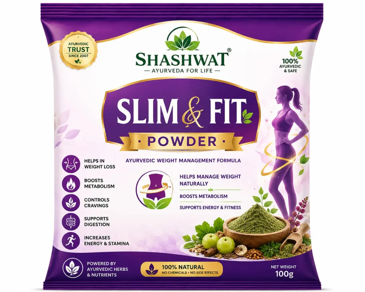 Ayurvedic Weight Loss & Fat Control Herbal Powder Ayurvedic Weight Loss & Fat Control Herbal Powder - Image 1
