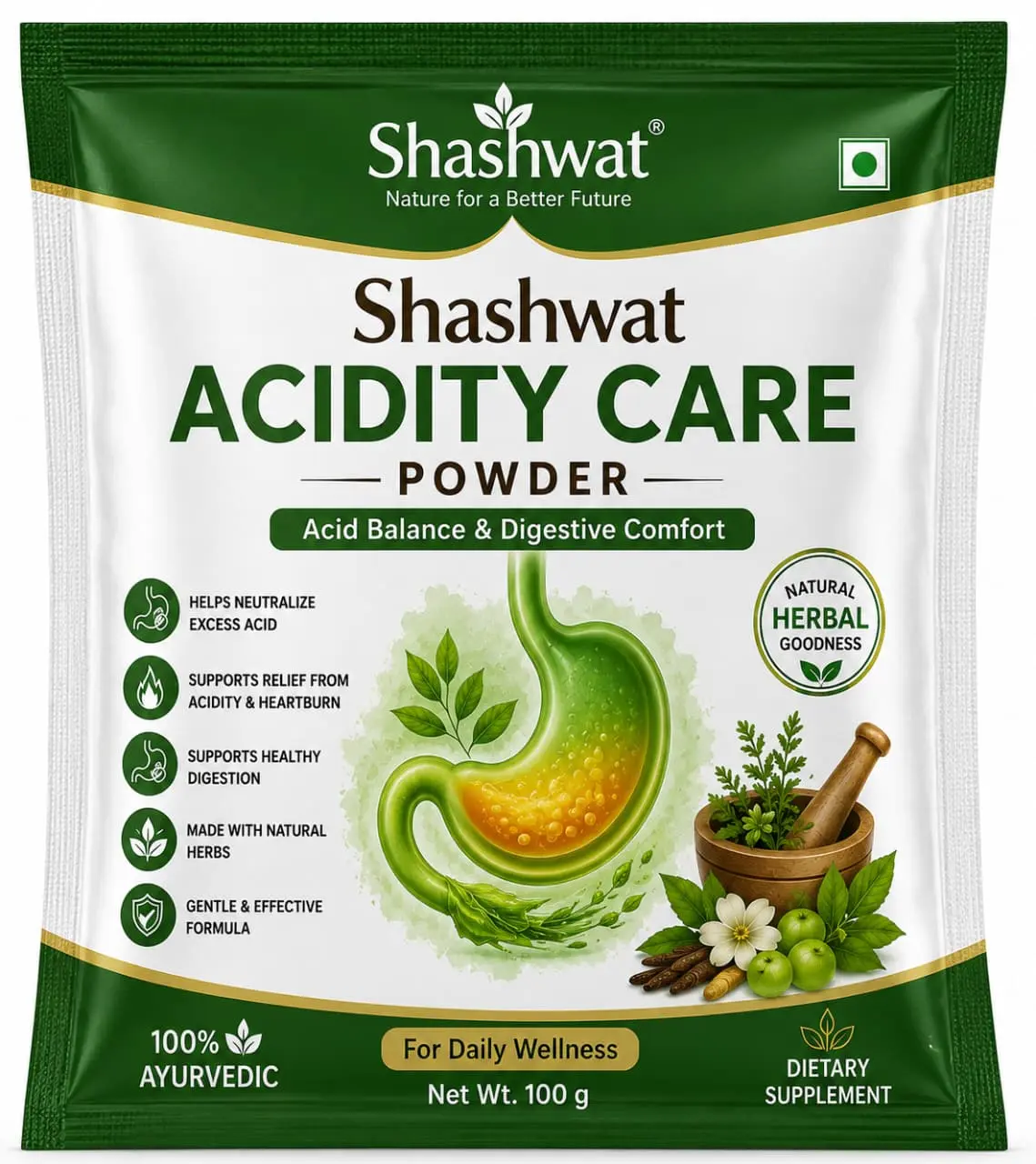 Shashwat Acidity Care Powder Shashwat Acidity Care Powder 100% Ayurvedic Digestive Powder (100g) - Image 1